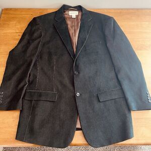 Pronto Uomo Mens Suede Black Blazer Coat Suit Jacket Size XL